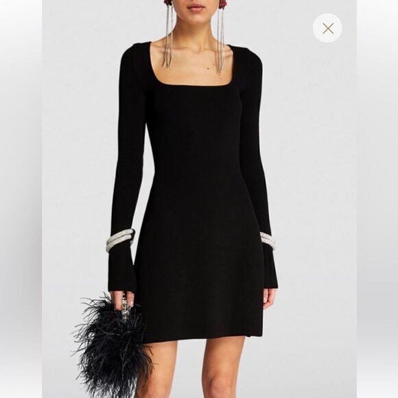 NEW MACH & MACH Olivia Crystal Bracelet Rib Knit Mini Dress Black XL - Picture 17 of 17